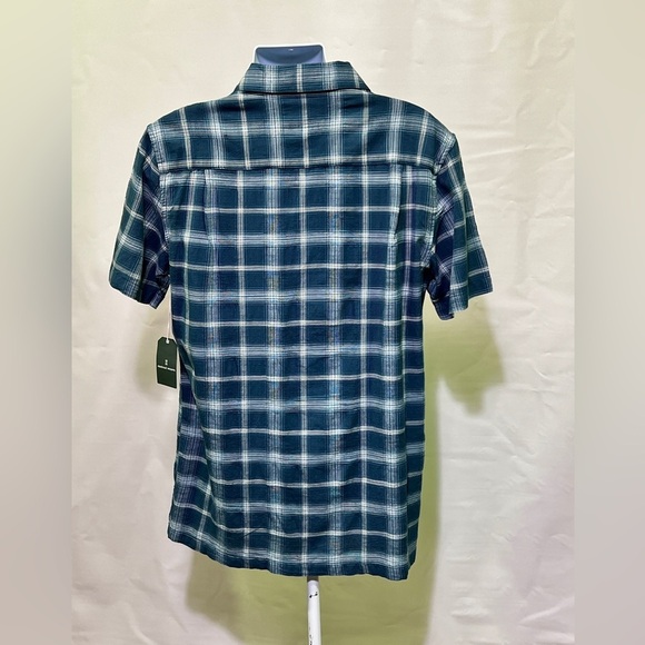 MUTUAL WEAVE Men’s blue and white plaid short sleeve shirts size L Tall.‎ - Picture 5 of 12